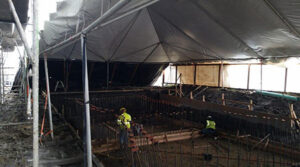 Lassiter Excavating pool excavation under tent